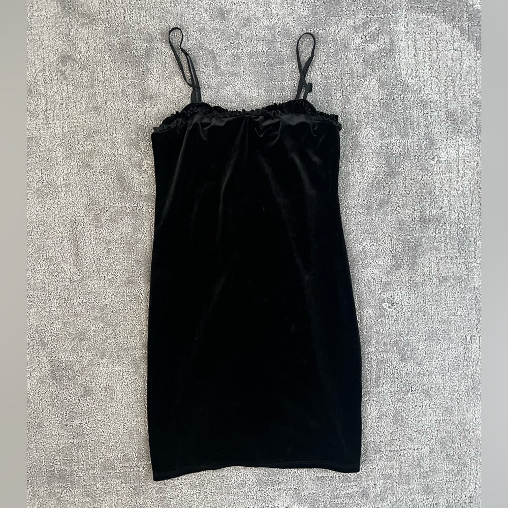 Urban Outfitters Black Velvet Slip Mini Dress